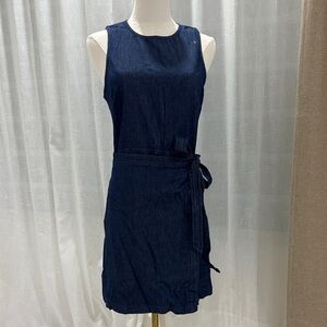 Mango Dark Blue Belted Mini Dress- Denim- Size 4P